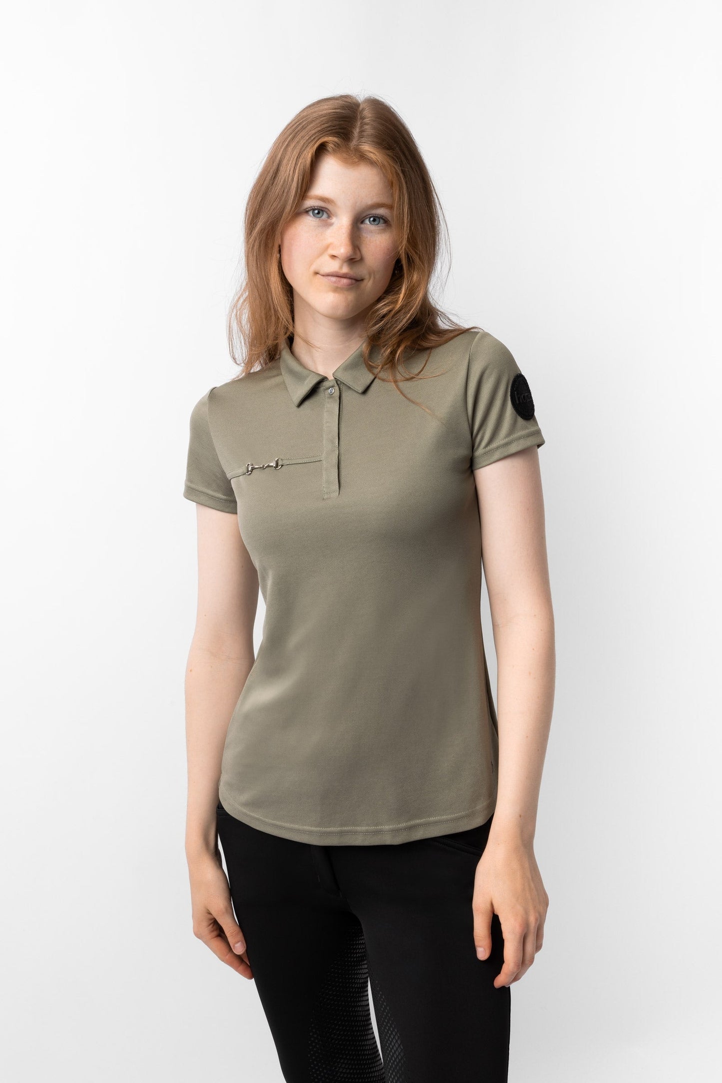 Denise Women's Functional Short Sleeve Polo Shirt Khaki Green 6