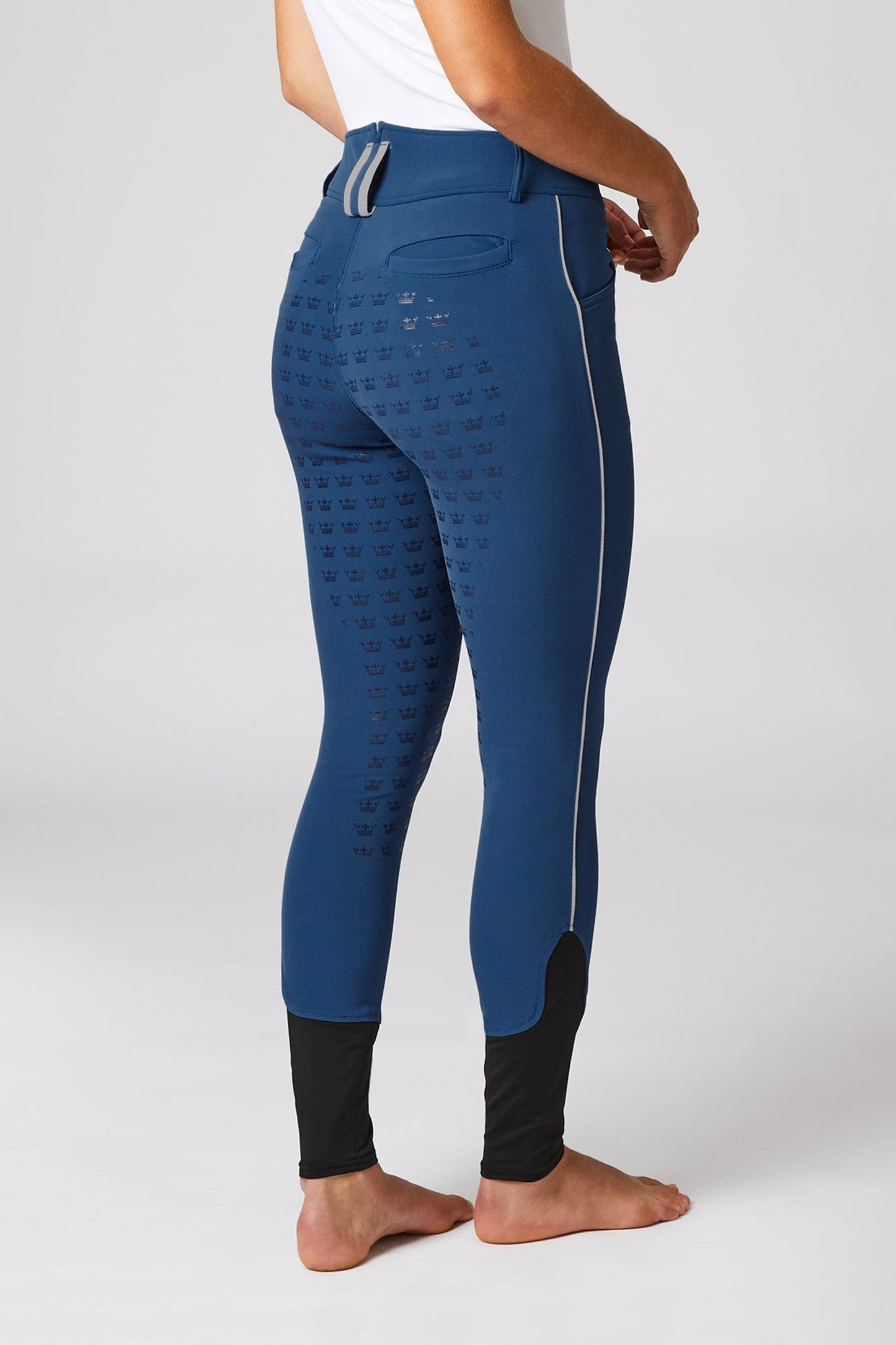 Women's High Waist Full Seat Breeches with Contrasting Piping Strong blue 10