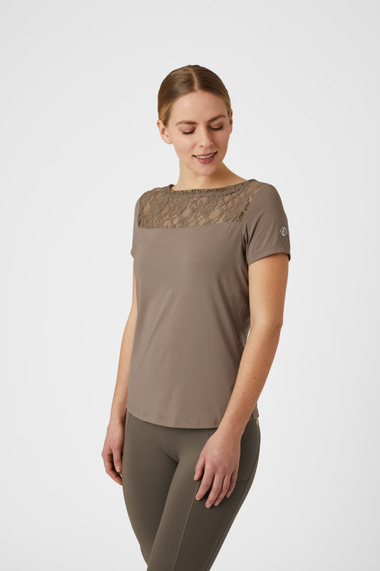 Natalia Women's Lace T-Shirt Fossil Brown 12