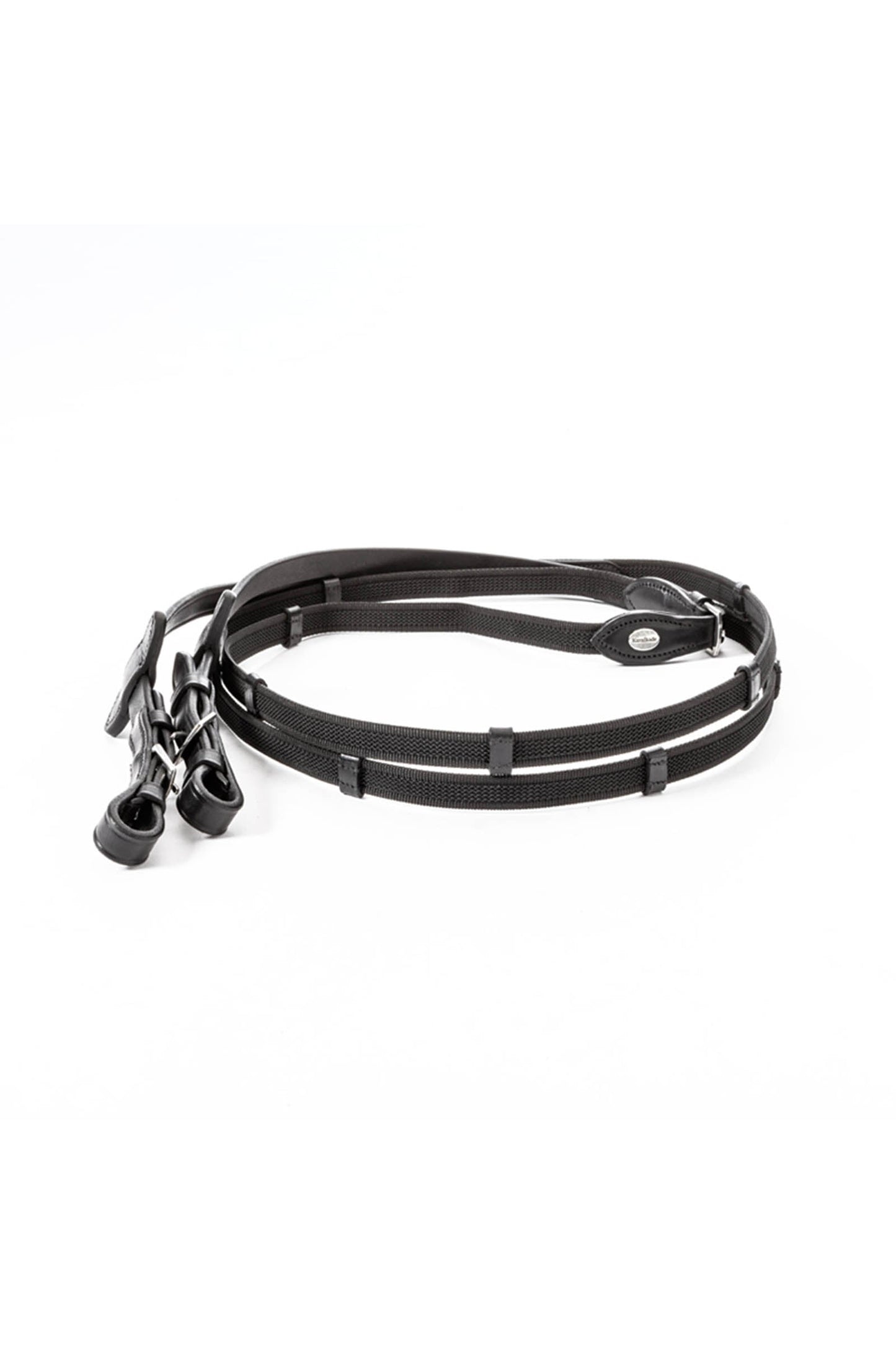 Rubberised reins with ridges, 16mm Black P