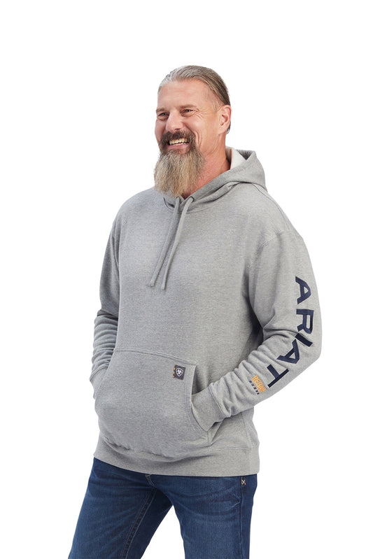 Rebar Men's Graphic Hoodie Heather Grey/Deep Ultramarine S