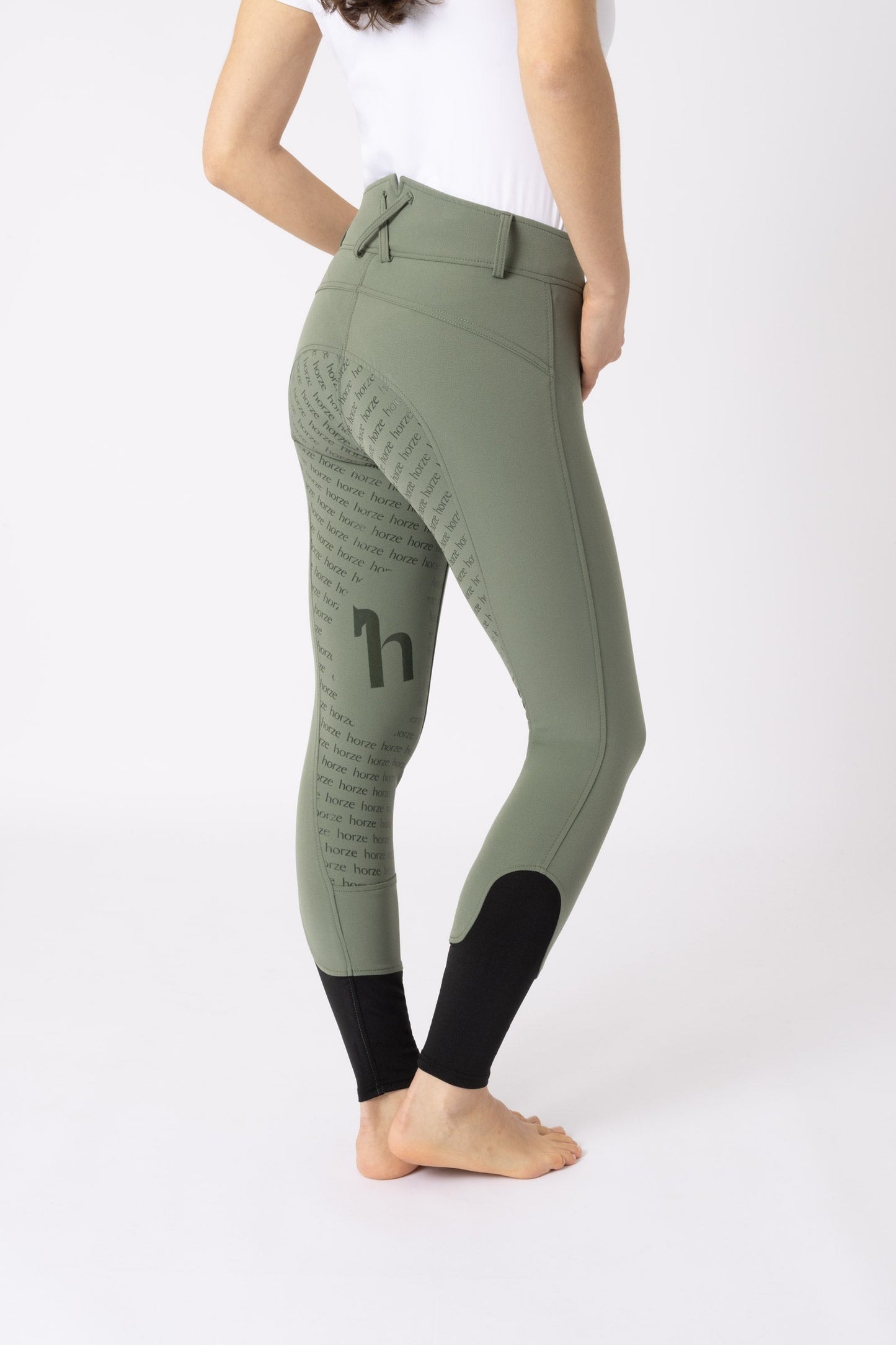 Women's High Waist Silicone Full Seat Breeches Khaki green 6