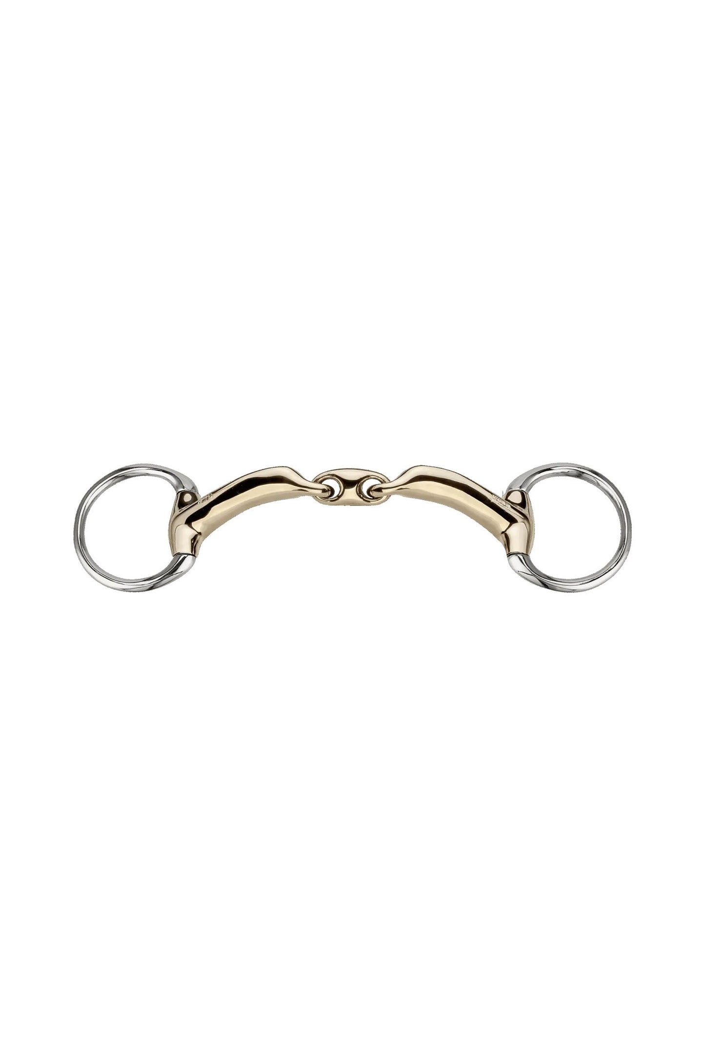 Novocontact Eggbutt Bradoon 14mm Double Jointed Sensogan D-Shaped Rings silver 115 mm