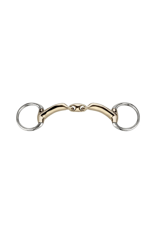 Novocontact Eggbutt Bradoon 14mm Double Jointed Sensogan D-Shaped Rings silver 115 mm